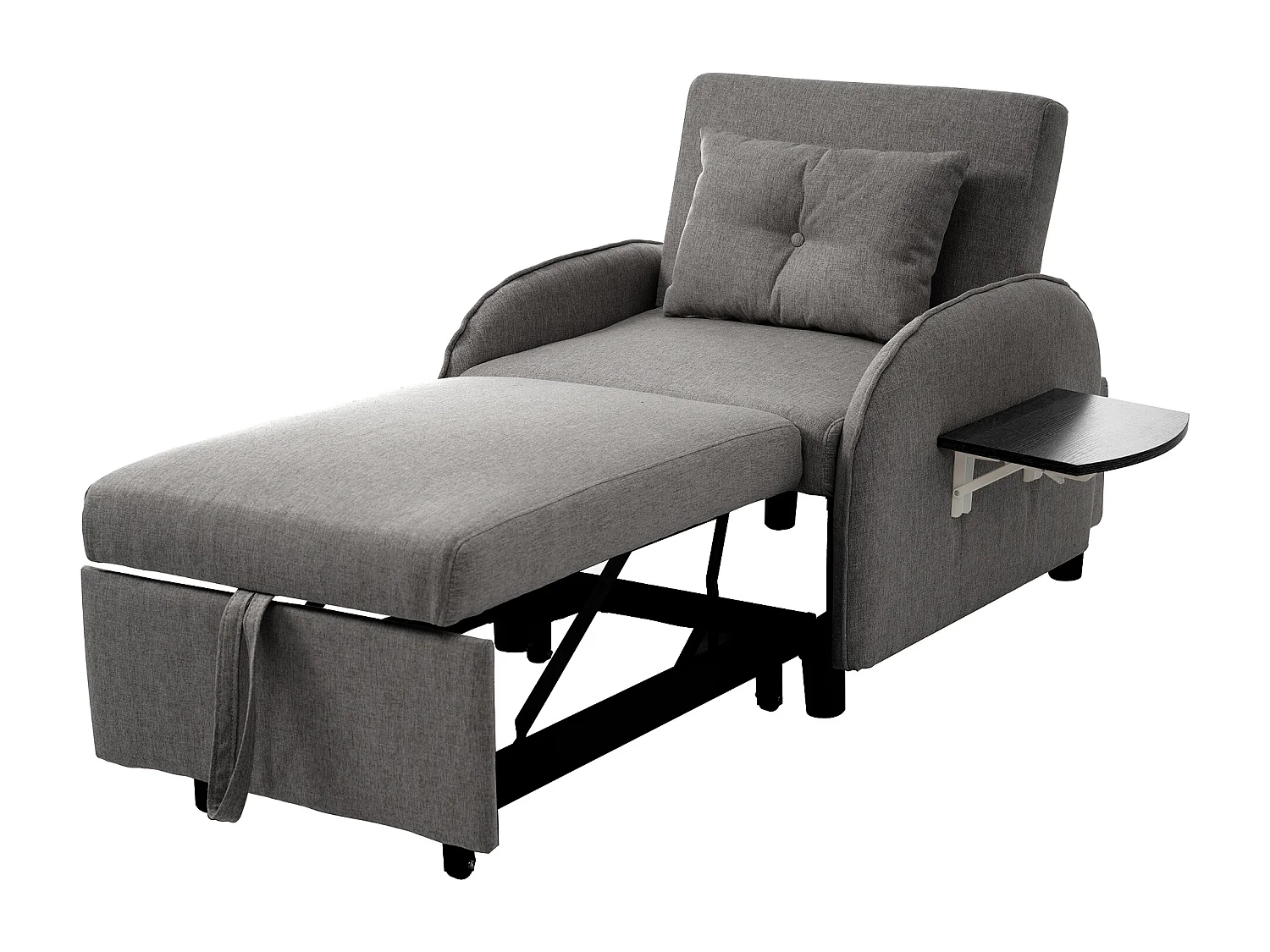 Divano letto 3 in 1 con funzione letto, reclinabile, lino, grigio scuro (123x167x78 cm)