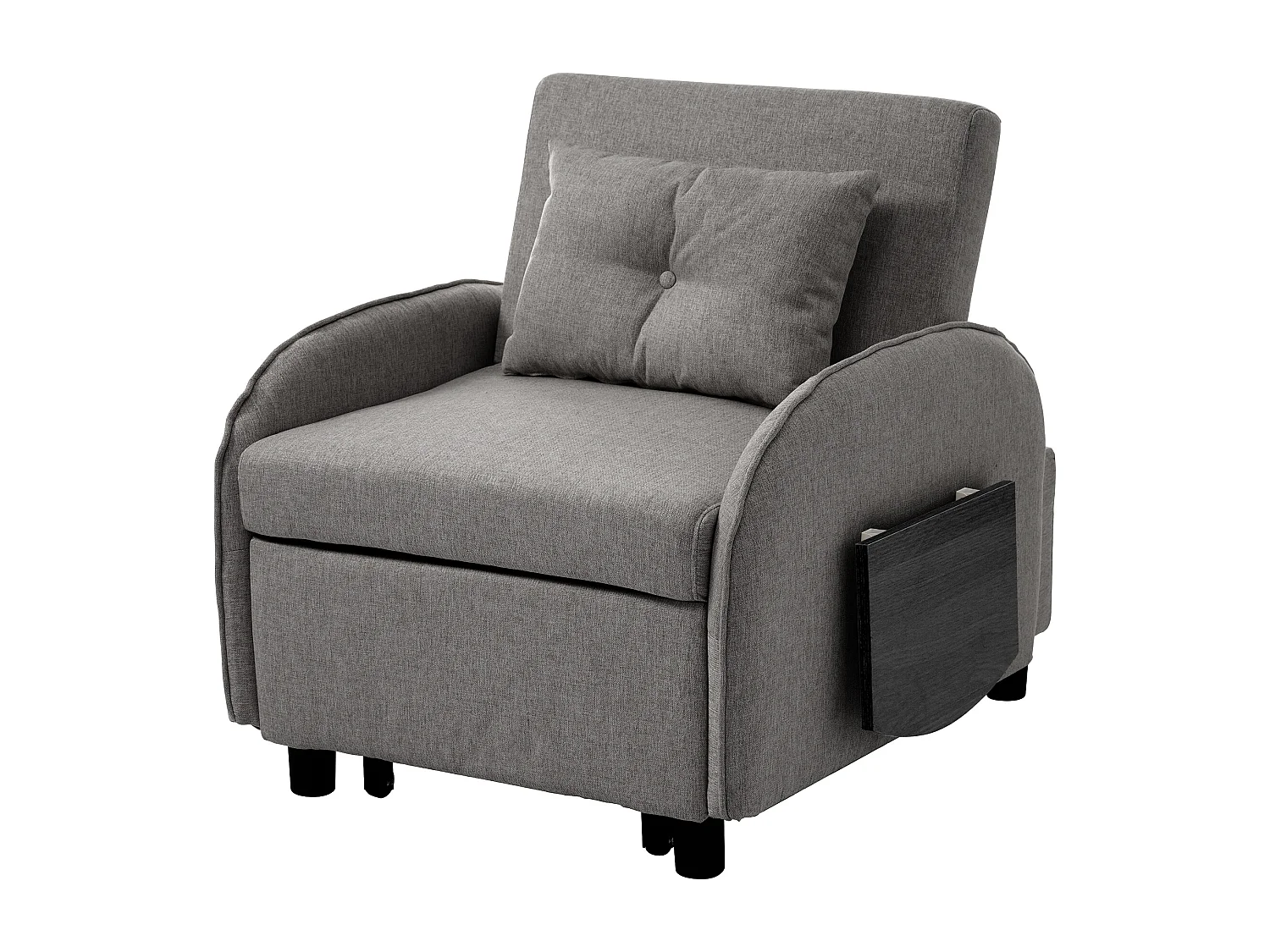 Divano letto 3 in 1 con funzione letto, reclinabile, lino, grigio scuro (123x167x78 cm)