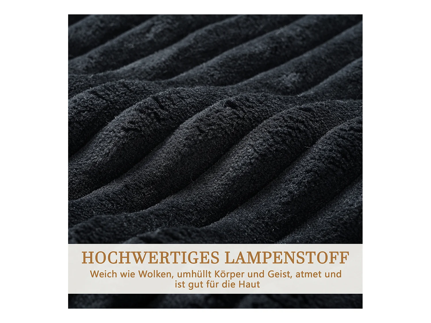 Canapé modulaire en velours côtelé, 3 places, design contemporain, noir (307x159x67cm)