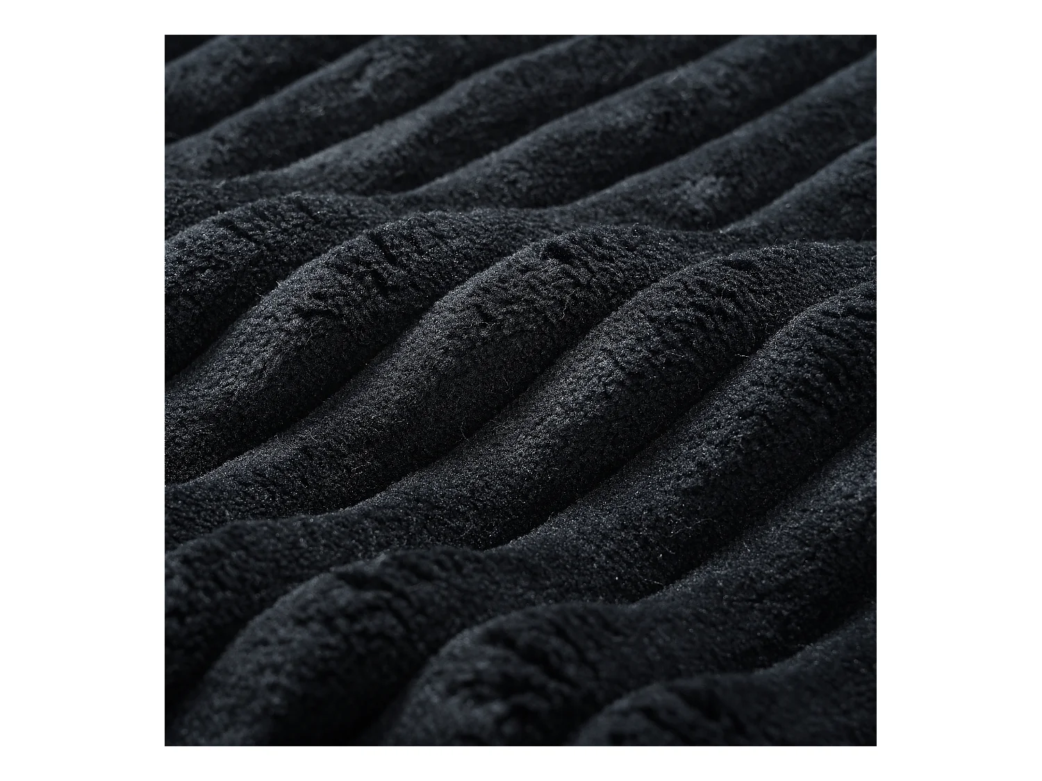 Canapé modulaire en velours côtelé, 3 places, design contemporain, noir (307x159x67cm)