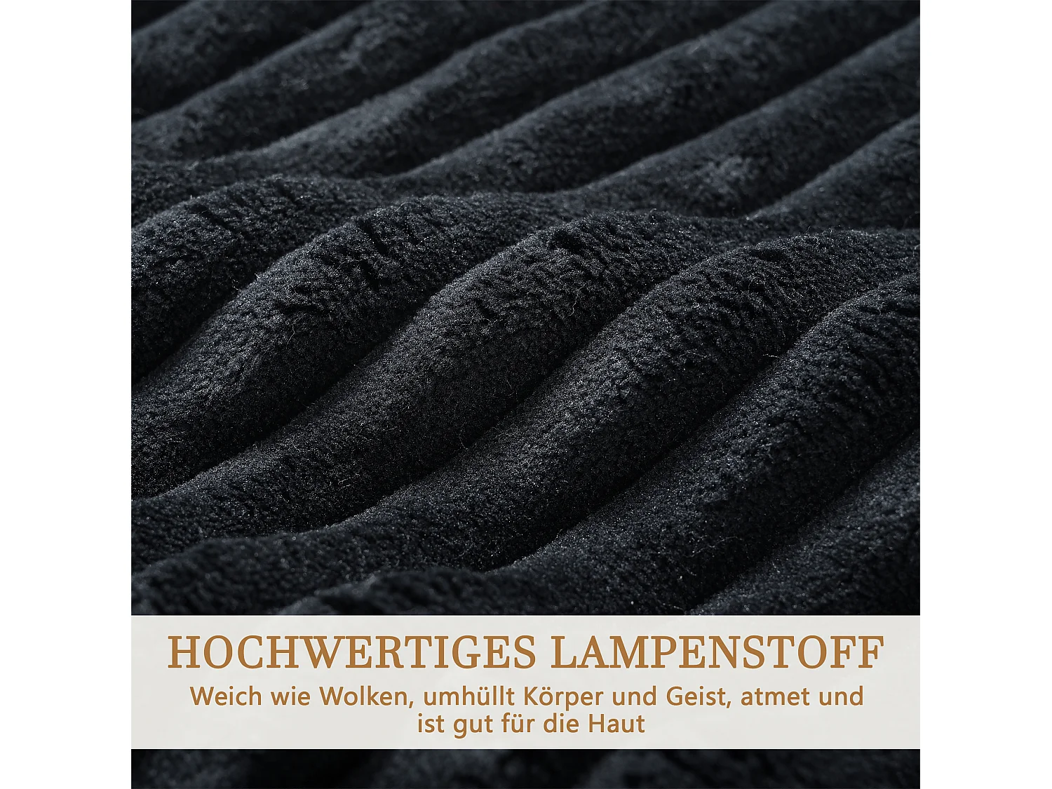 Canapé modulaire en velours côtelé, 3 places, design contemporain, noir (307x159x67cm)