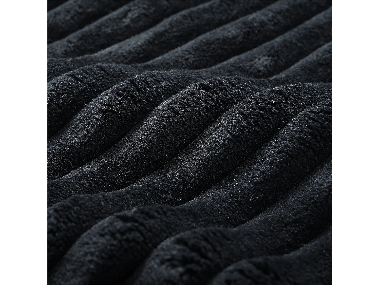 Canapé modulaire en velours côtelé, 3 places, design contemporain, noir (307x159x67cm)