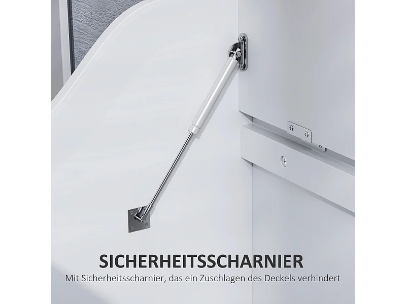 Coffre de rangement avec sécurité, en bois, blanc, avec charnière, (60x38x56 cm)