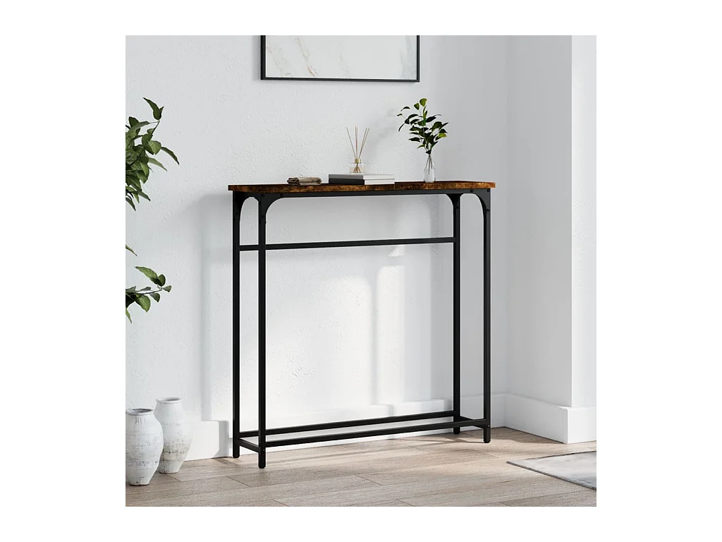 Table console chêne fumé 75x19,5x75 cm bois d'ingénierie