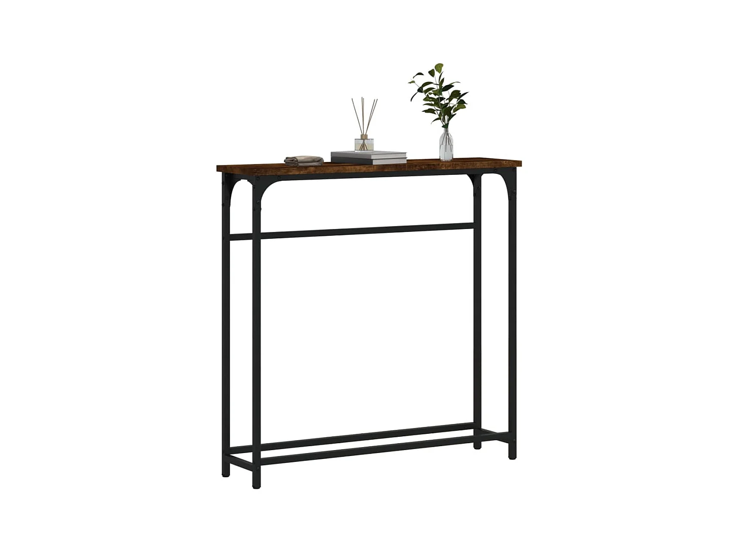 Table console chêne fumé 75x19,5x75 cm bois d'ingénierie