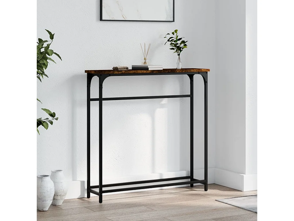 Table console chêne fumé 75x19,5x75 cm bois d'ingénierie