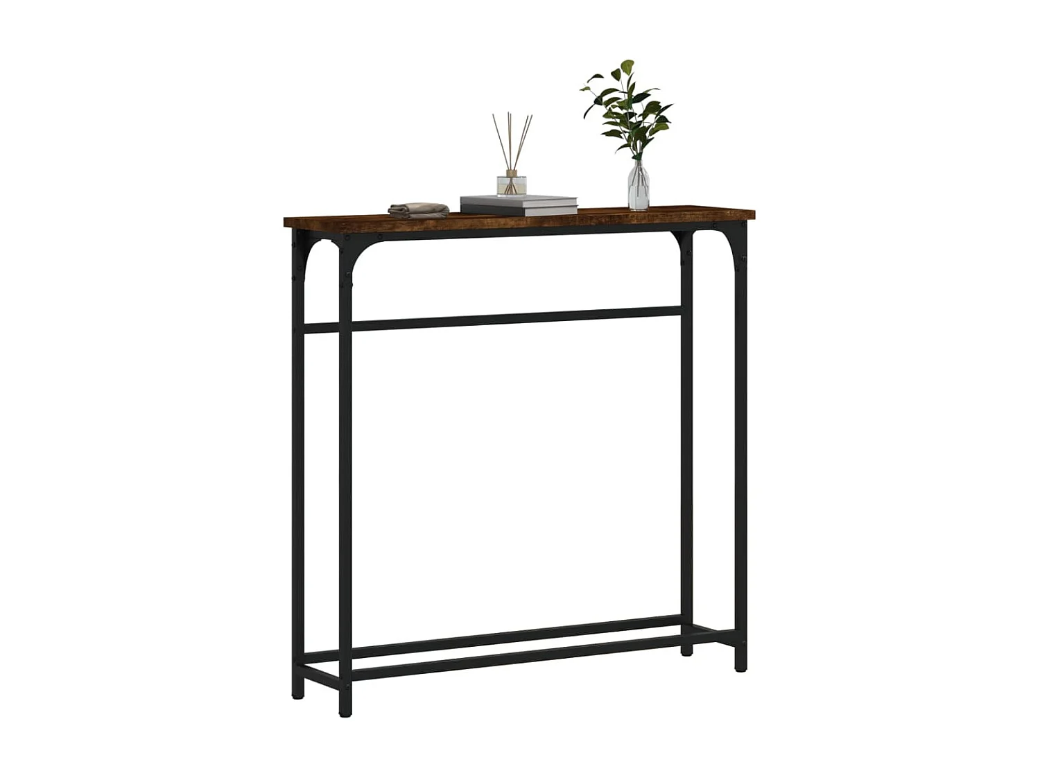 Table console chêne fumé 75x19,5x75 cm bois d'ingénierie