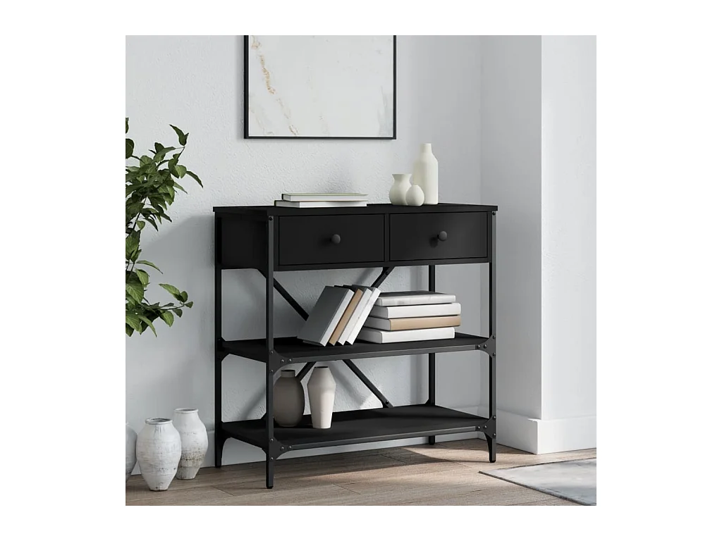 Table console noir 75x34,5x75 cm bois d'ingénierie
