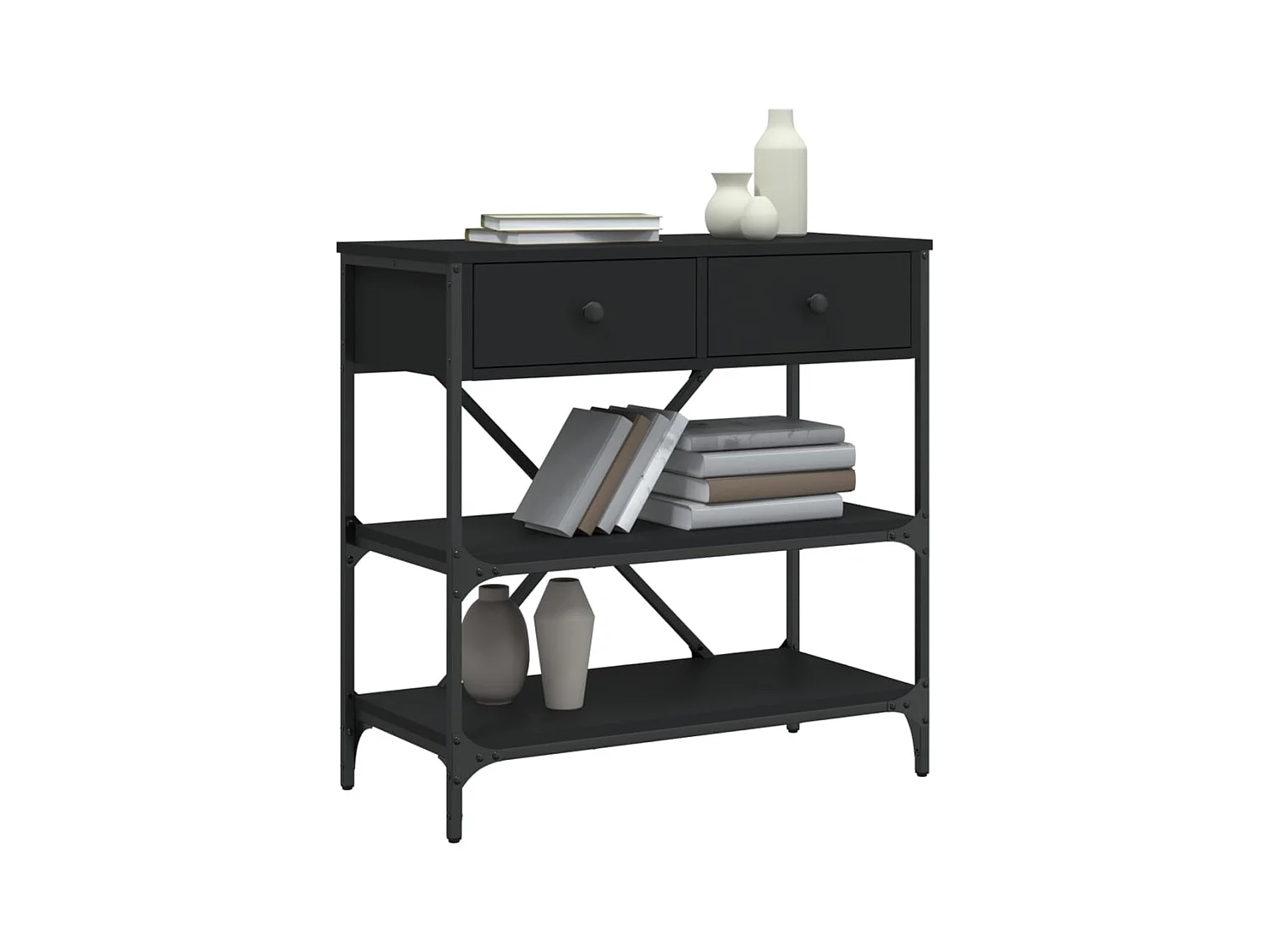 Table console noir 75x34,5x75 cm bois d'ingénierie