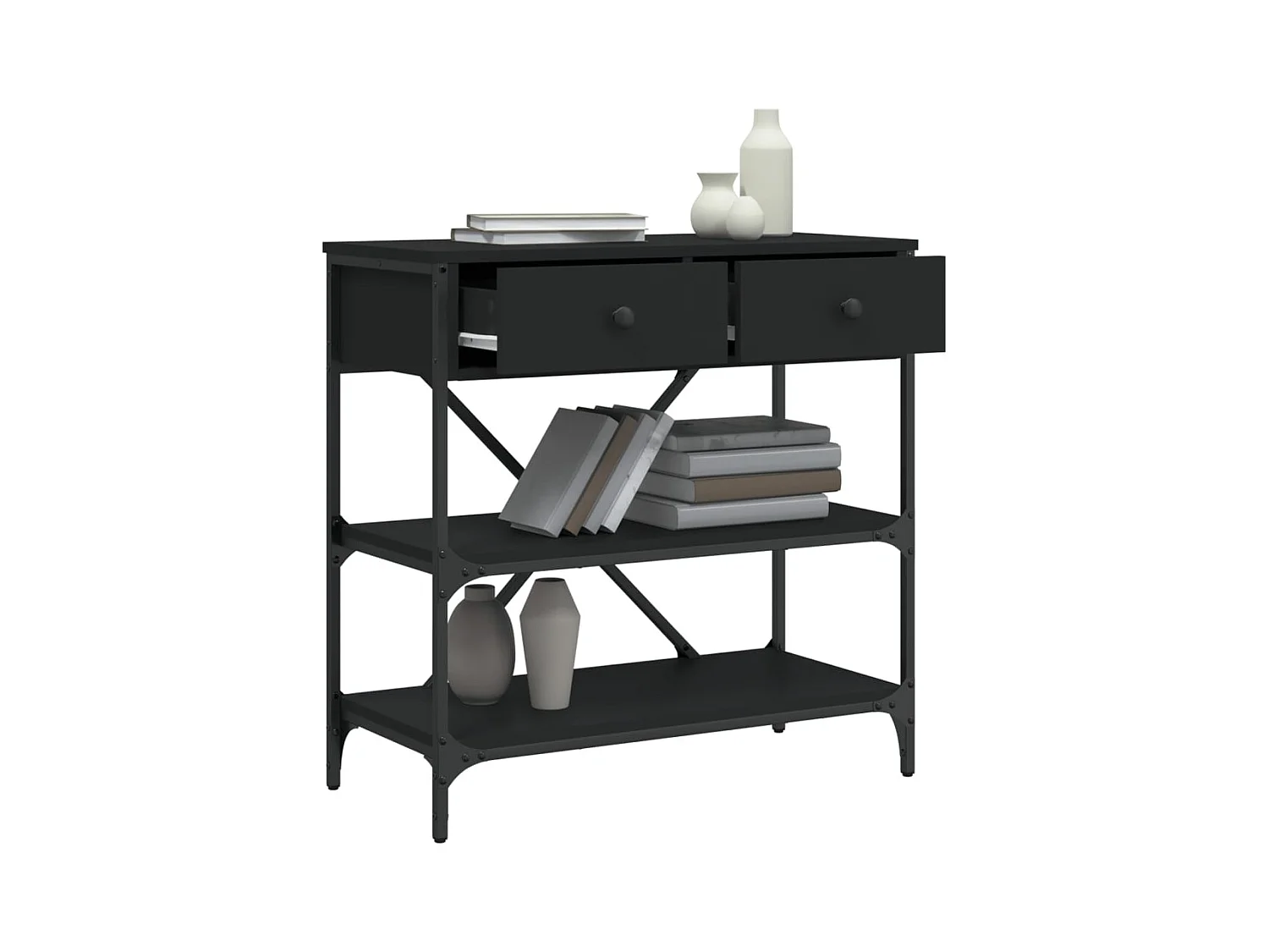 Table console noir 75x34,5x75 cm bois d'ingénierie