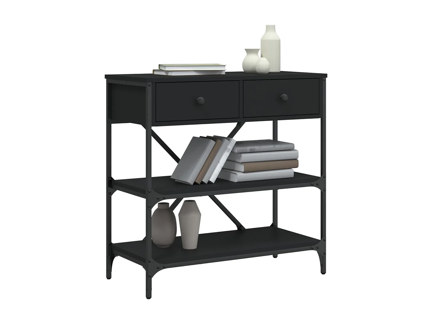 Zwarte consoletafel 75x34,5x75 cm bewerkt hout