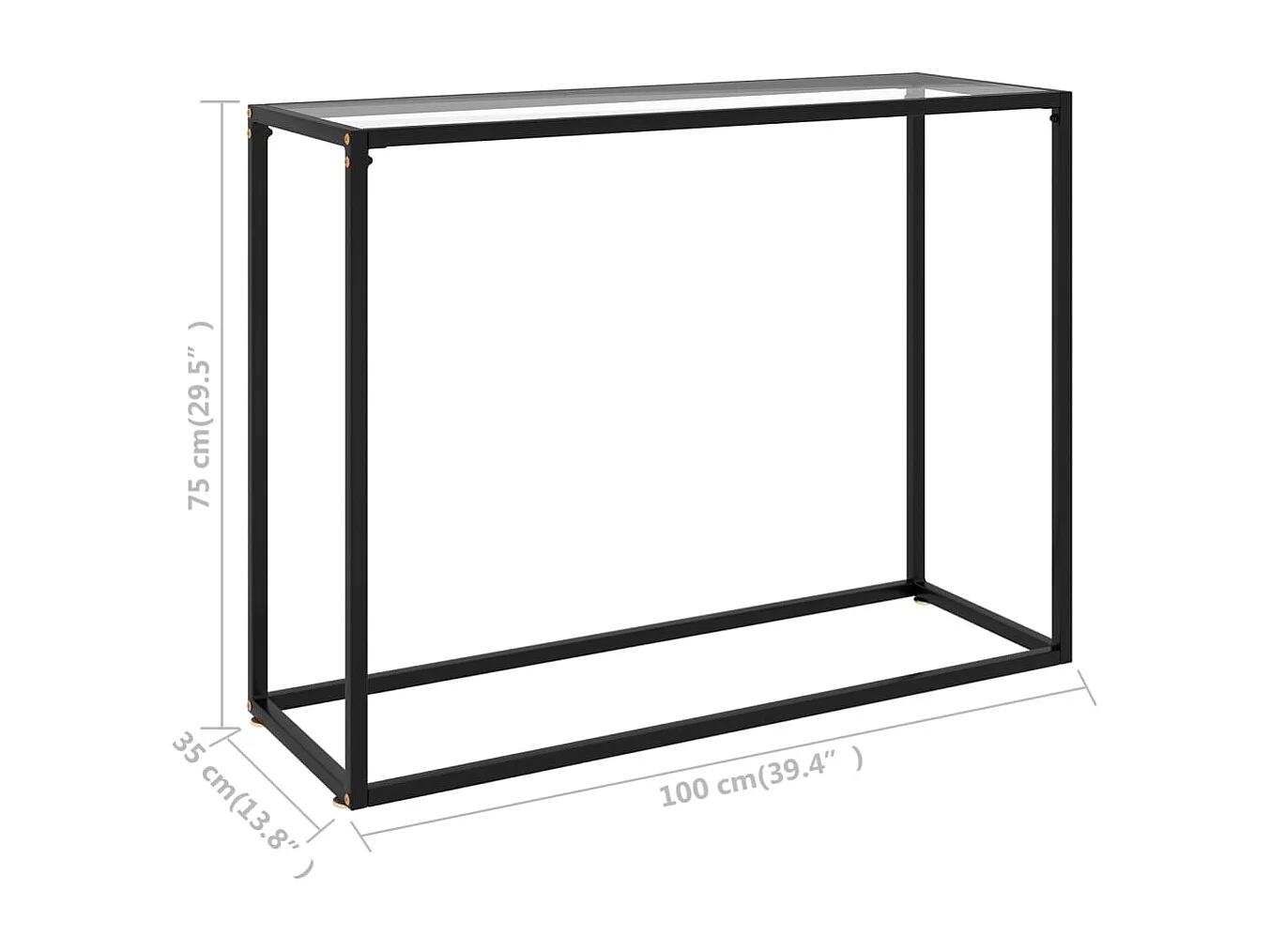 Mesa consola transparente 100x35x75 cm Cristal templado
