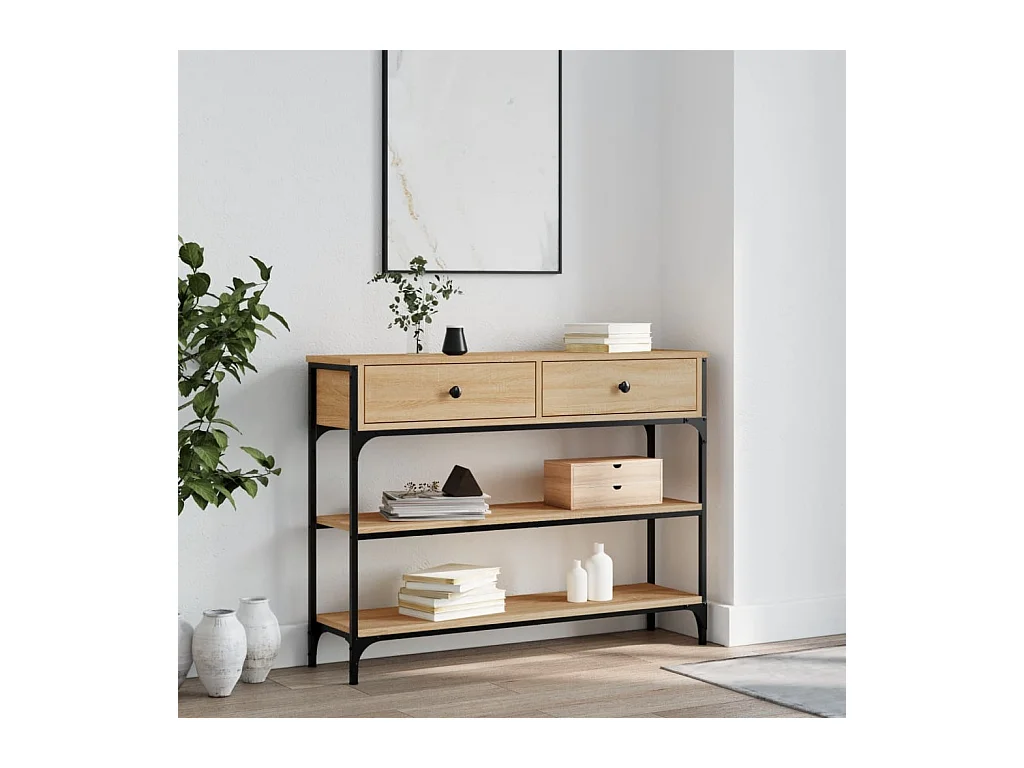 Table console chêne sonoma 100x25x75 cm bois d'ingénierie