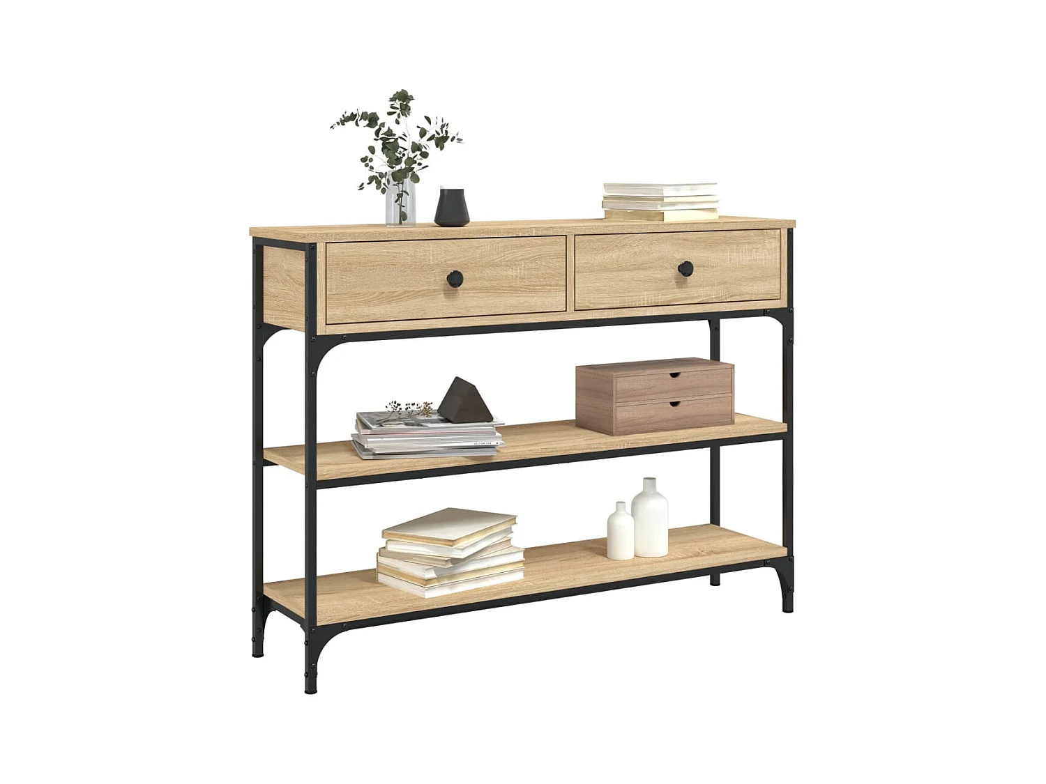 Table console chêne sonoma 100x25x75 cm bois d'ingénierie