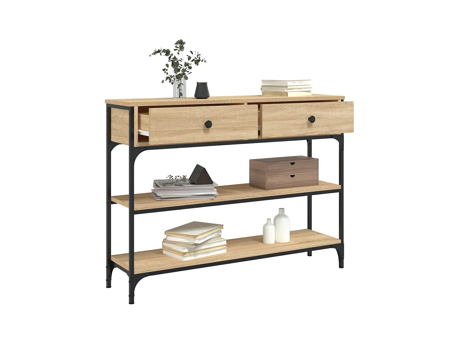 Table console chêne sonoma 100x25x75 cm bois d'ingénierie