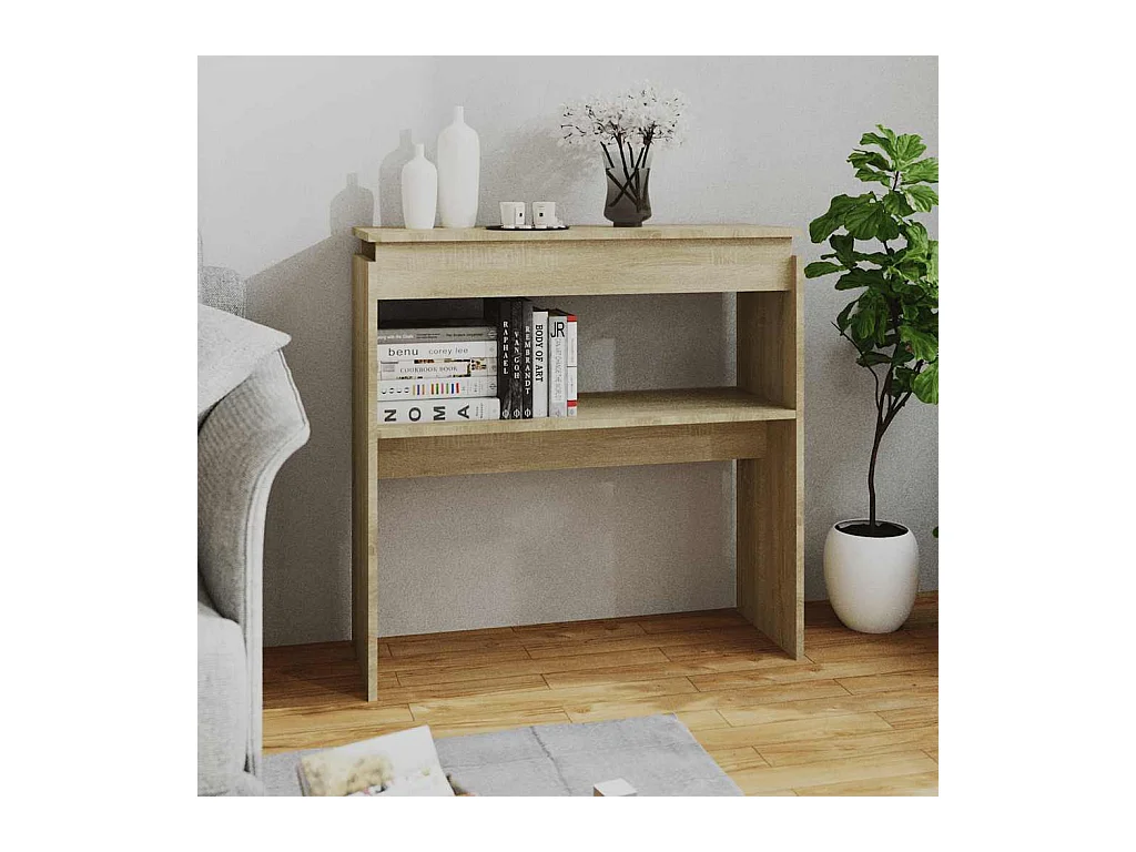 Table console chêne sonoma 80x30x80 cm bois d'ingénierie