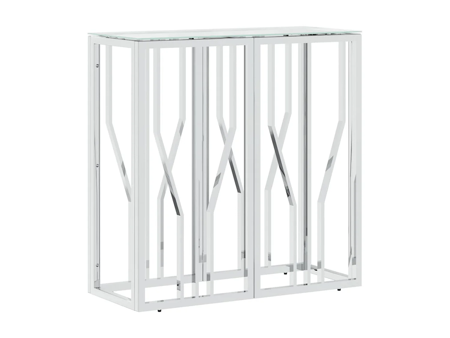 Mesa consola 70x30x70 cm acero inoxidable y cristal