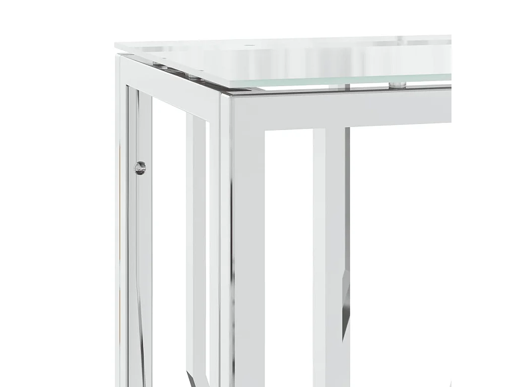 Mesa consola 70x30x70 cm acero inoxidable y cristal