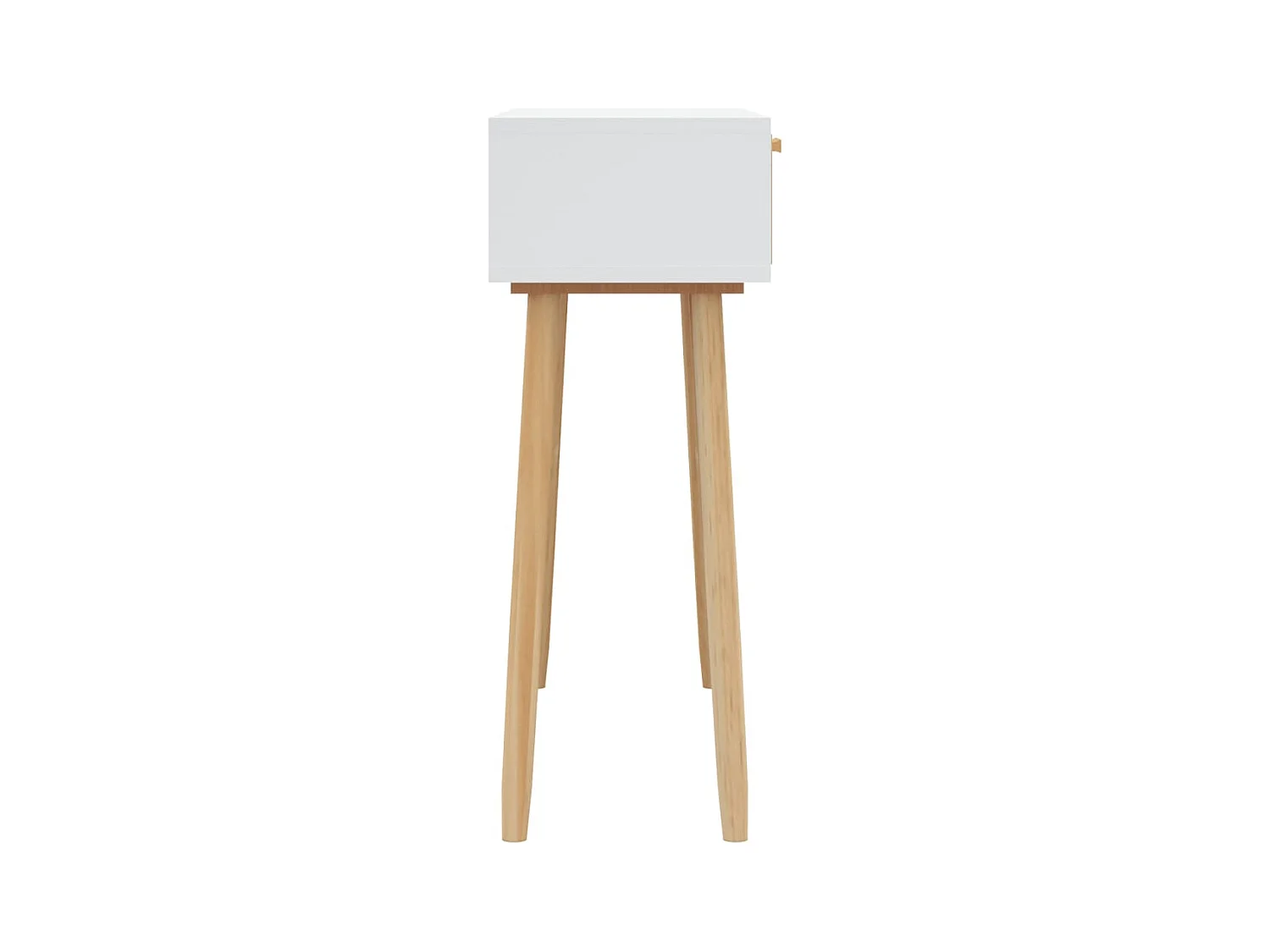 Consoletafel Wit 80x30x75 cm Massief grenenhout / natuurlijk rotan