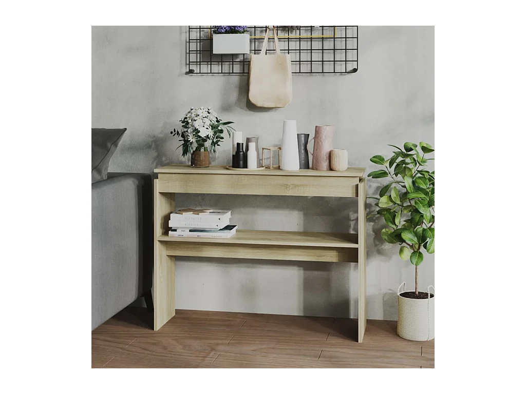 Table console chêne sonoma 102x30x80 cm bois d'ingénierie
