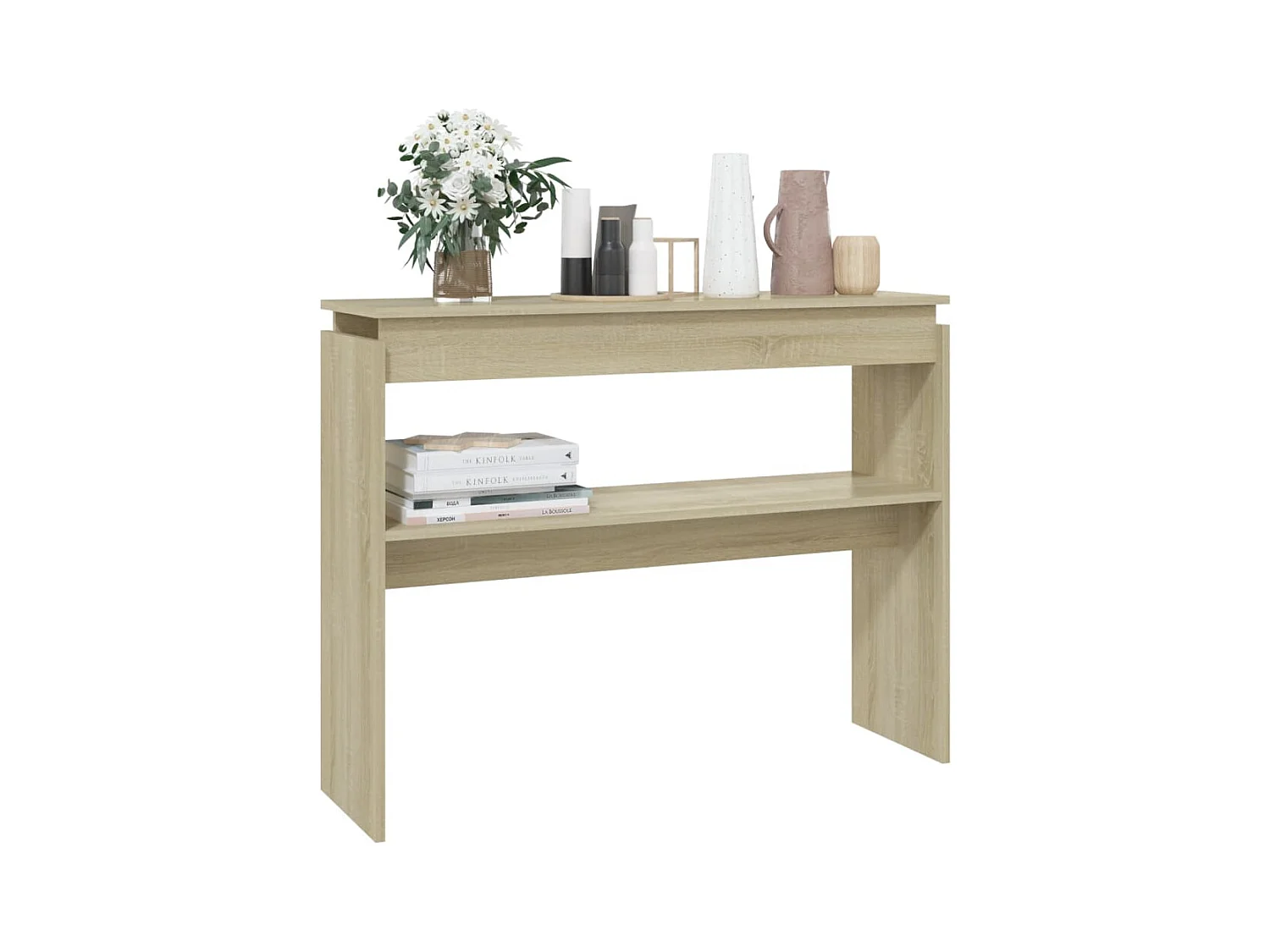 Table console chêne sonoma 102x30x80 cm bois d'ingénierie