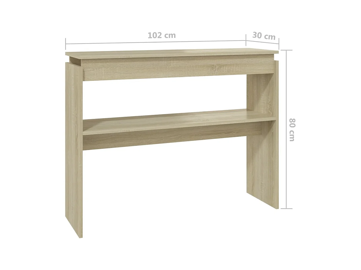 Table console chêne sonoma 102x30x80 cm bois d'ingénierie