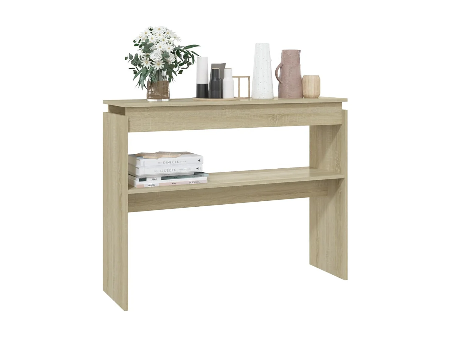 Table console chêne sonoma 102x30x80 cm bois d'ingénierie