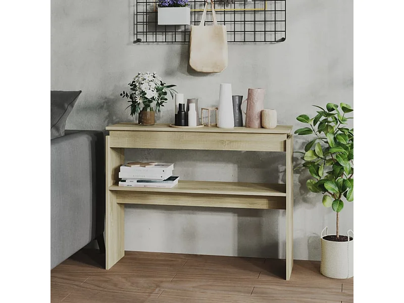Table console chêne sonoma 102x30x80 cm bois d'ingénierie