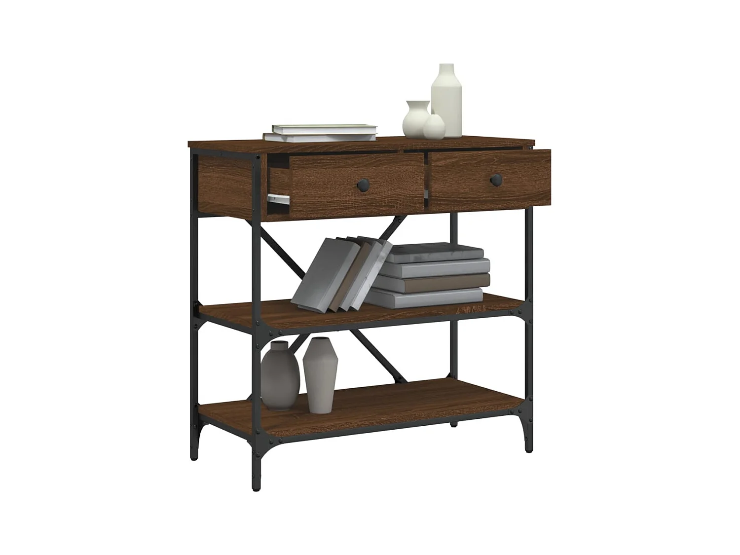 Table console chêne marron 75x34,5x75 cm bois d'ingénierie