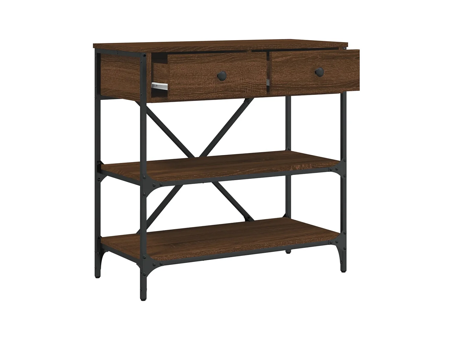 Table console chêne marron 75x34,5x75 cm bois d'ingénierie