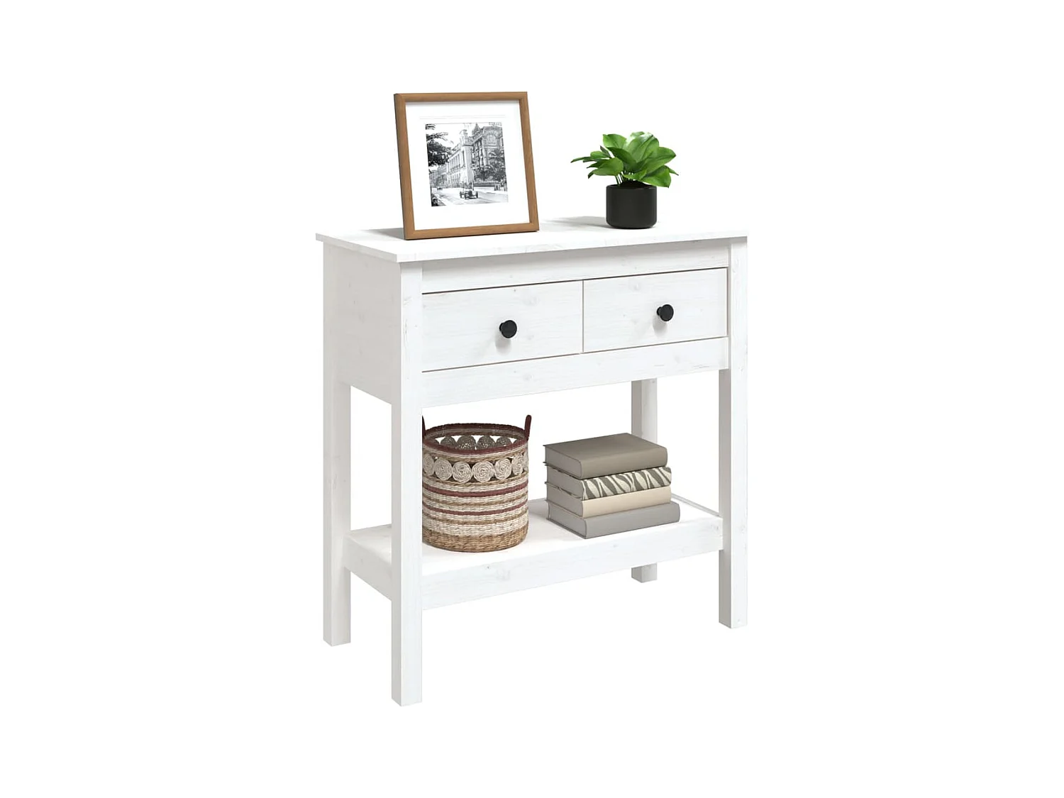 Table console Blanc 75x35x75 cm Bois massif de pin