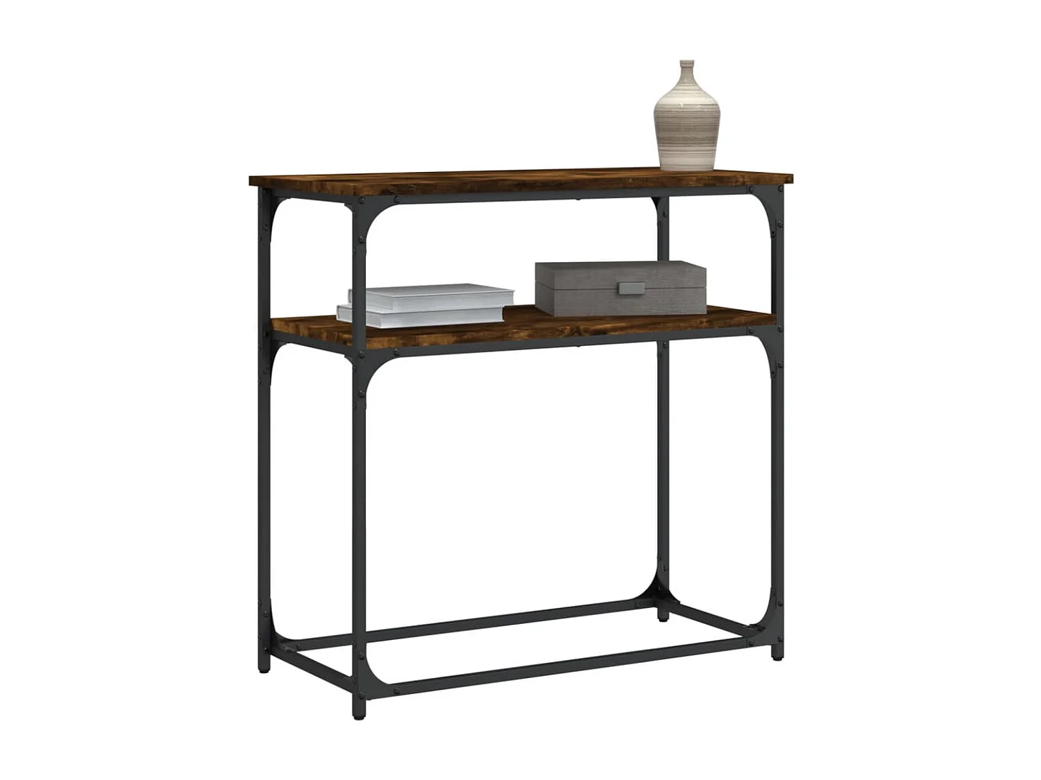 Table console chêne fumé 75x35,5x75 cm bois d'ingénierie