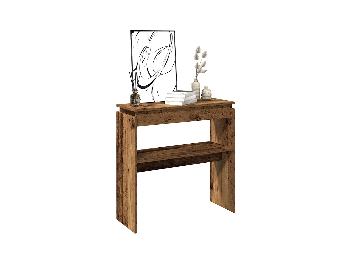 Table console vieux bois 80 x 30 x 80 cm bois d'ingénierie