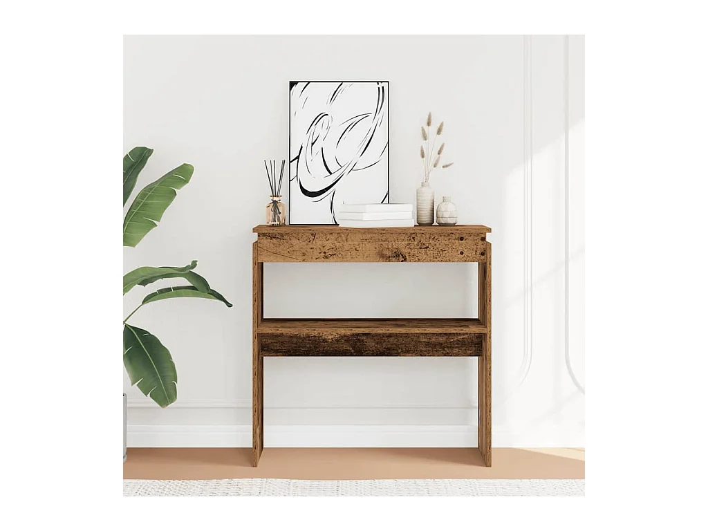 Consoletafel oud hout 80 x 30 x 80 cm bewerkt hout