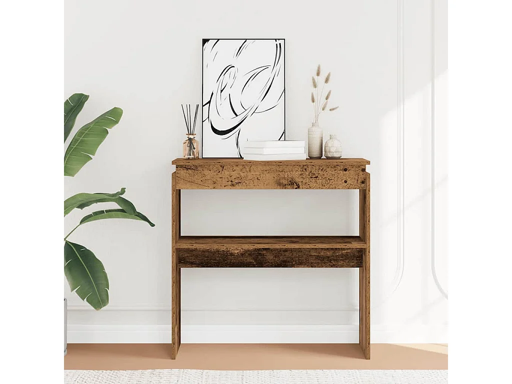 Table console vieux bois 80 x 30 x 80 cm bois d'ingénierie