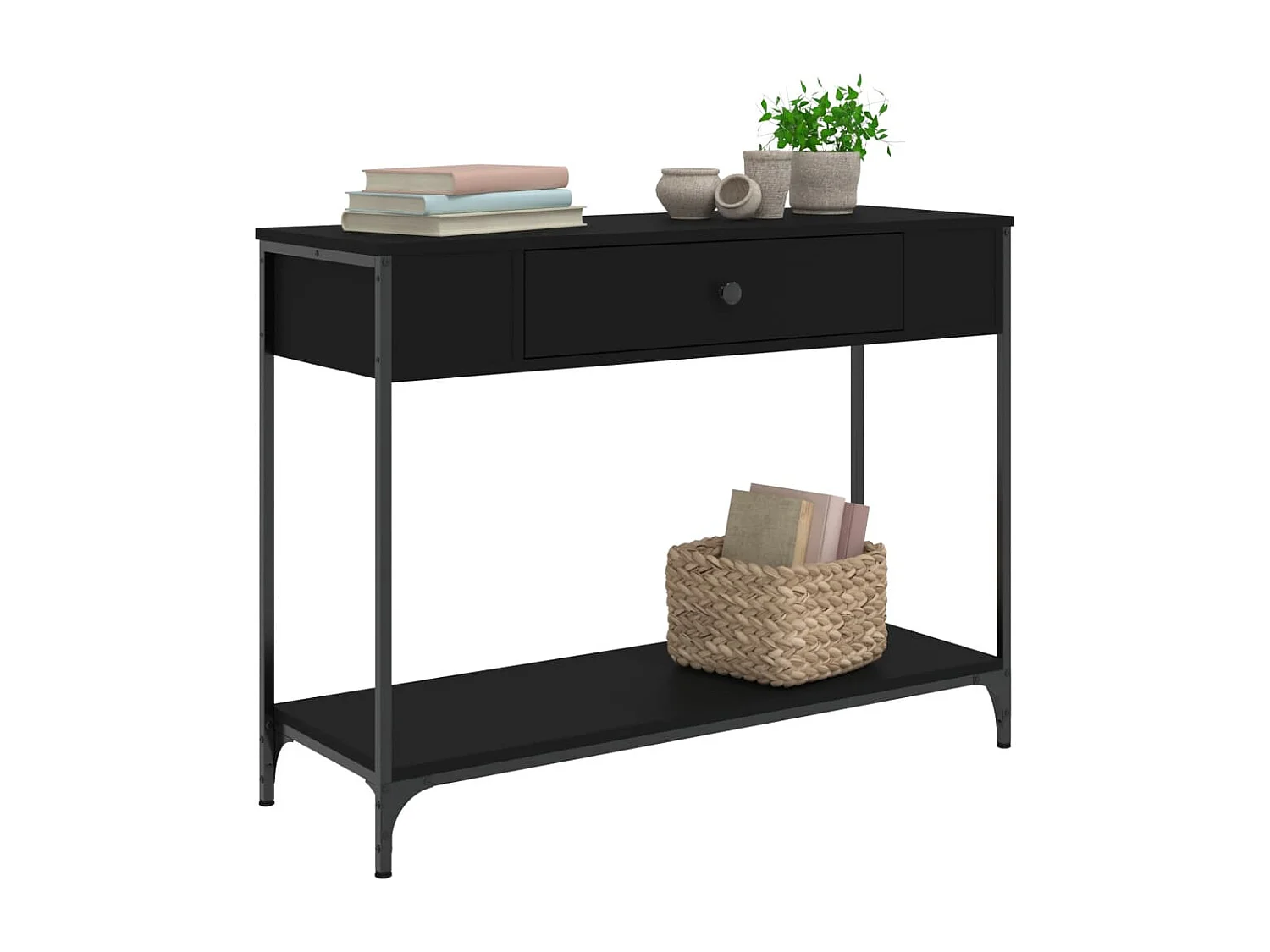 Zwarte consoletafel 100x34,5x75 cm bewerkt hout