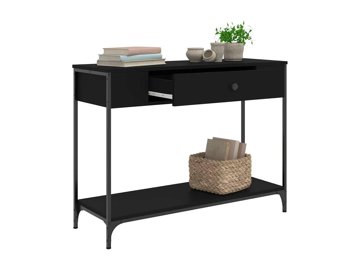 Zwarte consoletafel 100x34,5x75 cm bewerkt hout