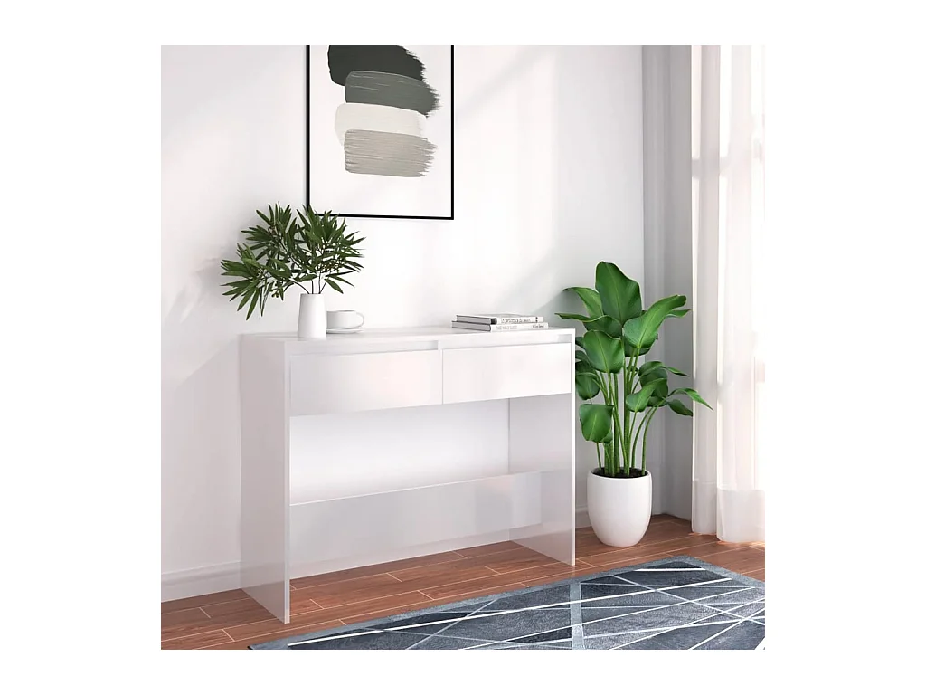 Table console blanc 100x35x76,5 cm bois d'ingénierie