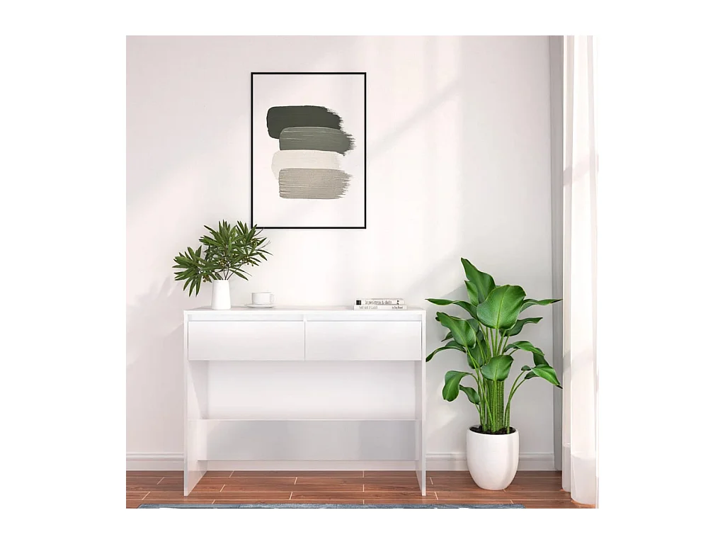 Table console blanc 100x35x76,5 cm bois d'ingénierie