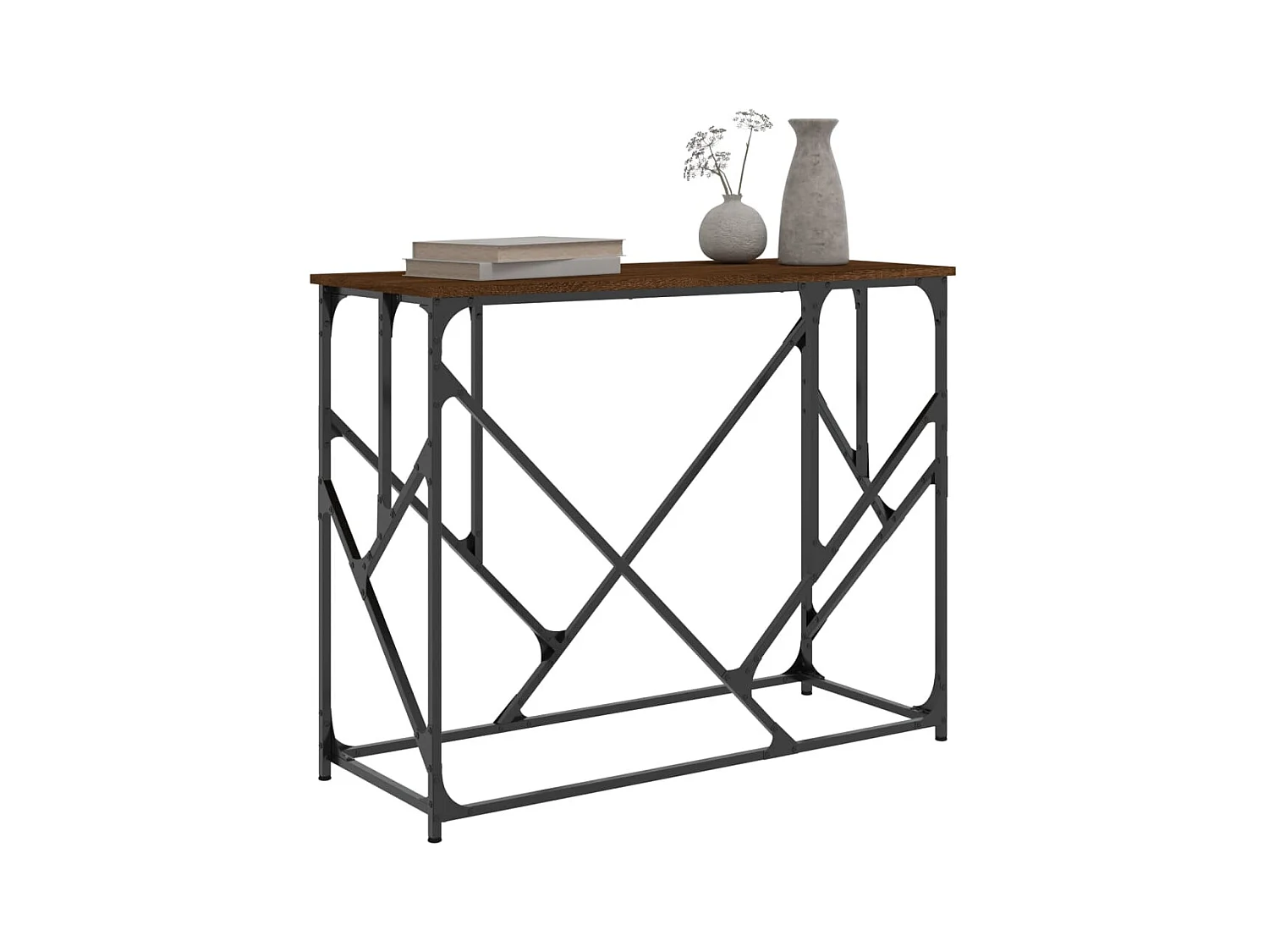 Table console chêne marron 100x40x80 cm bois d'ingénierie