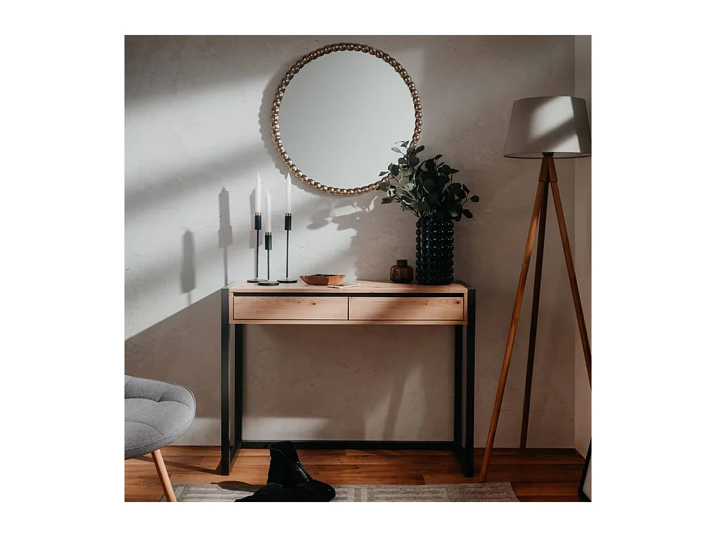 Finori Table console Denver 44 Chêne artisanal et gris anthracite