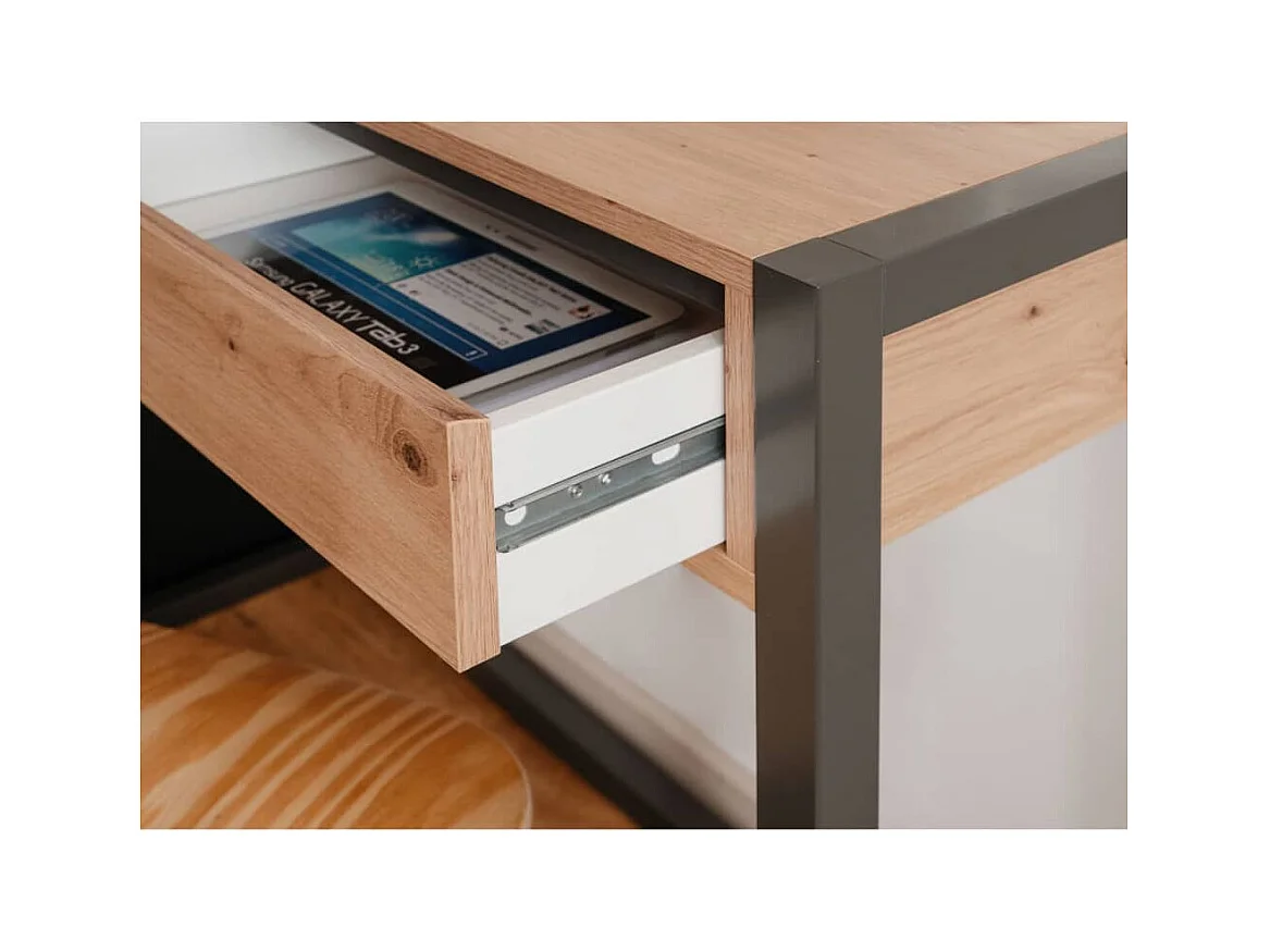 Finori Table console Denver 44 Chêne artisanal et gris anthracite