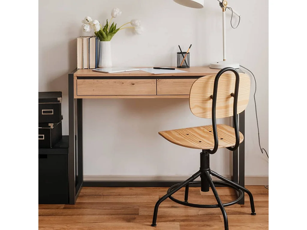 Finori Table console Denver 44 Chêne artisanal et gris anthracite