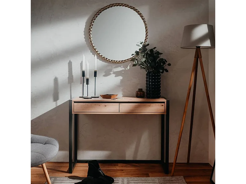 Finori Table console Denver 44 Chêne artisanal et gris anthracite