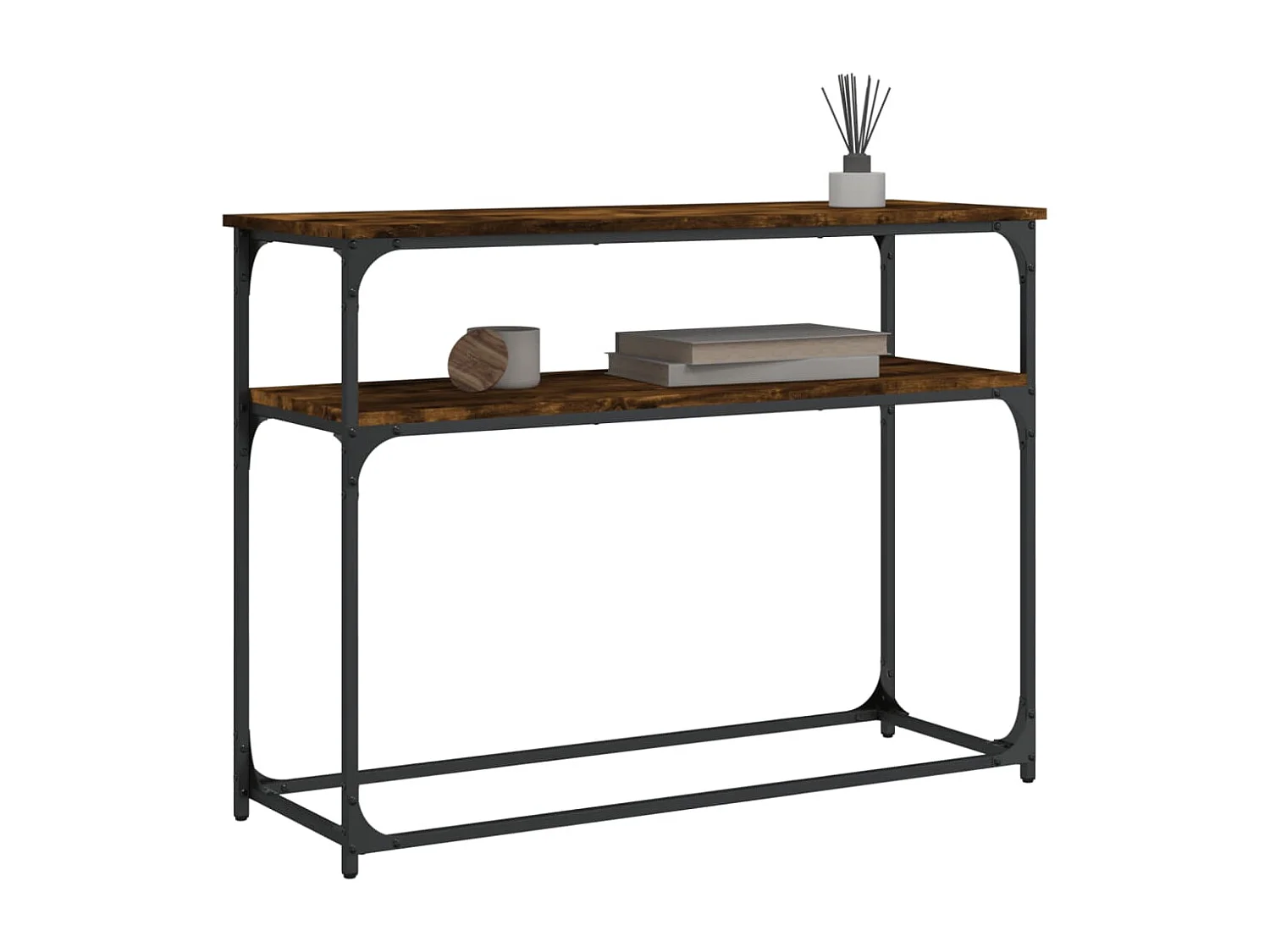 Table console chêne fumé 100x35,5x75 cm bois d'ingénierie