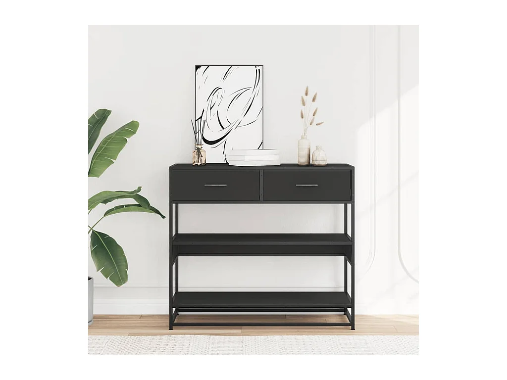 Table console noir 90x35x80 cm bois d'ingénierie