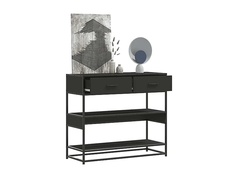 Table console noir 90x35x80 cm bois d'ingénierie