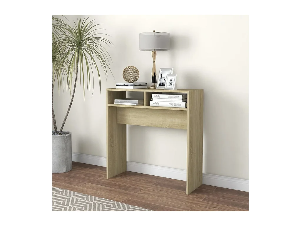 Table console chêne sonoma 78x30x80 cm bois d'ingénierie