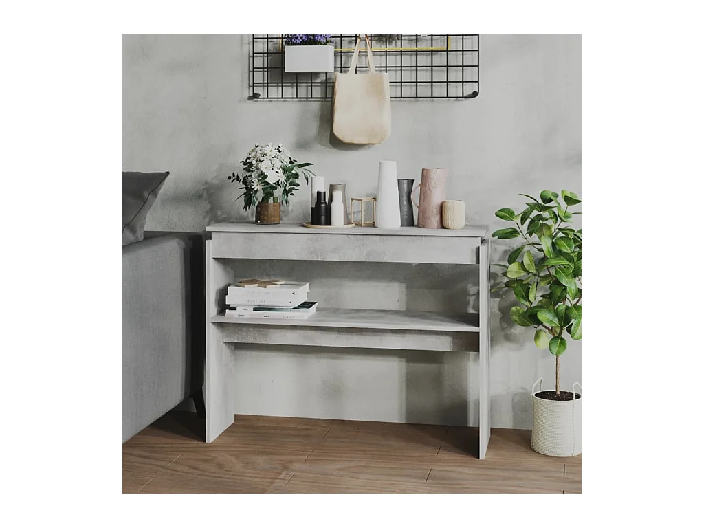 Consoletafel betongrijs 102x30x80 cm bewerkt hout