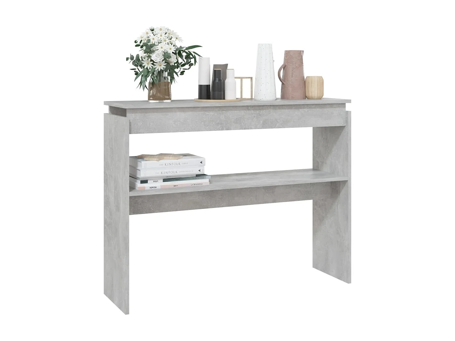 Table console gris béton 102x30x80 cm bois d'ingénierie
